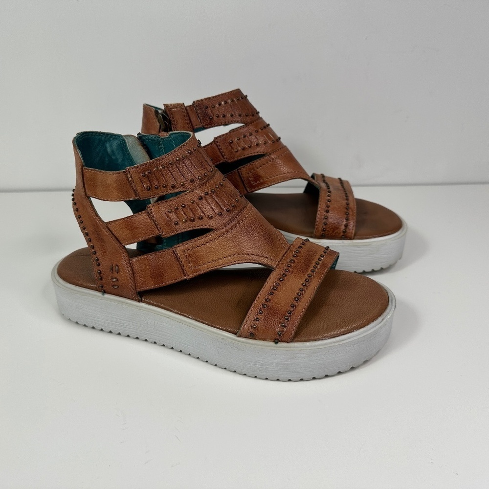 Roan by Bed Stu 7 Women Carlita Studded Leather Gladiator Sandals Zip Shoe